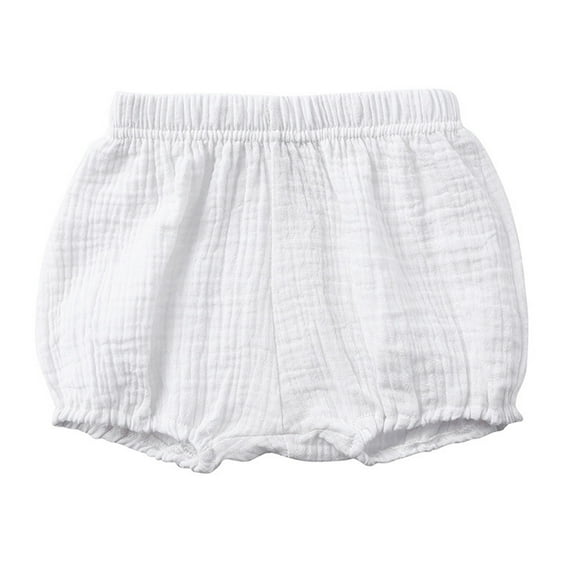 Baby Girls Boys Shorts Solid Color Elastic Waist Short Pants Cotton Linen Harem Shorts Underwear Kids Skirt Shorts White 2-3 Years