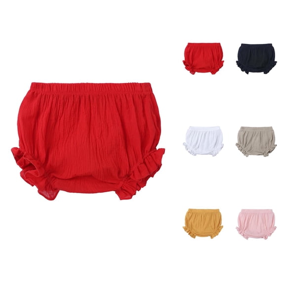Baby Girls Boys Solid Spring Summer Bloomers Ruffle Shorts Clothes Lightweight Breathable Diaper Cover Shorts for Daily Wear
