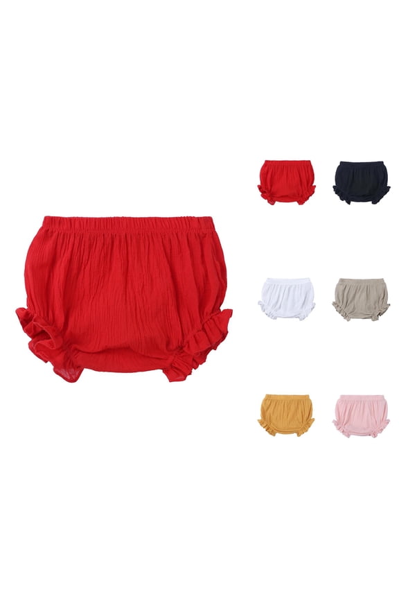 Baby Girls Boys Solid Spring Summer Bloomers Ruffle Shorts Clothes Lightweight Breathable Diaper Cover Shorts for Daily Wear