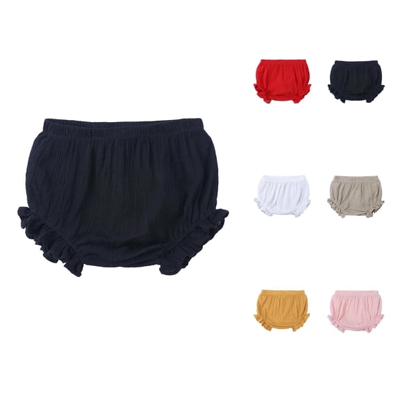 Baby Girls Boys Solid Spring Summer Bloomers Ruffle Shorts Clothes Lightweight Breathable Diaper Cover Shorts for Daily Wear