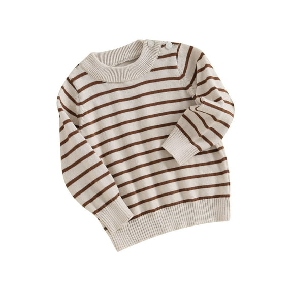 Infant Baby Girls Boys Sweater, Long Sleeve Crew Neck Striped Warm Knit Pullover Sweater