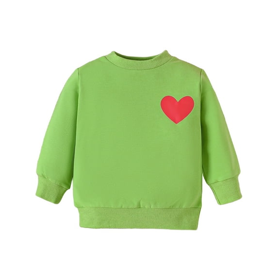 Infant Baby Girls Boys Sweatshirts Christmas Heart Embroidery Crew Neck Long Sleeve Pullovers
