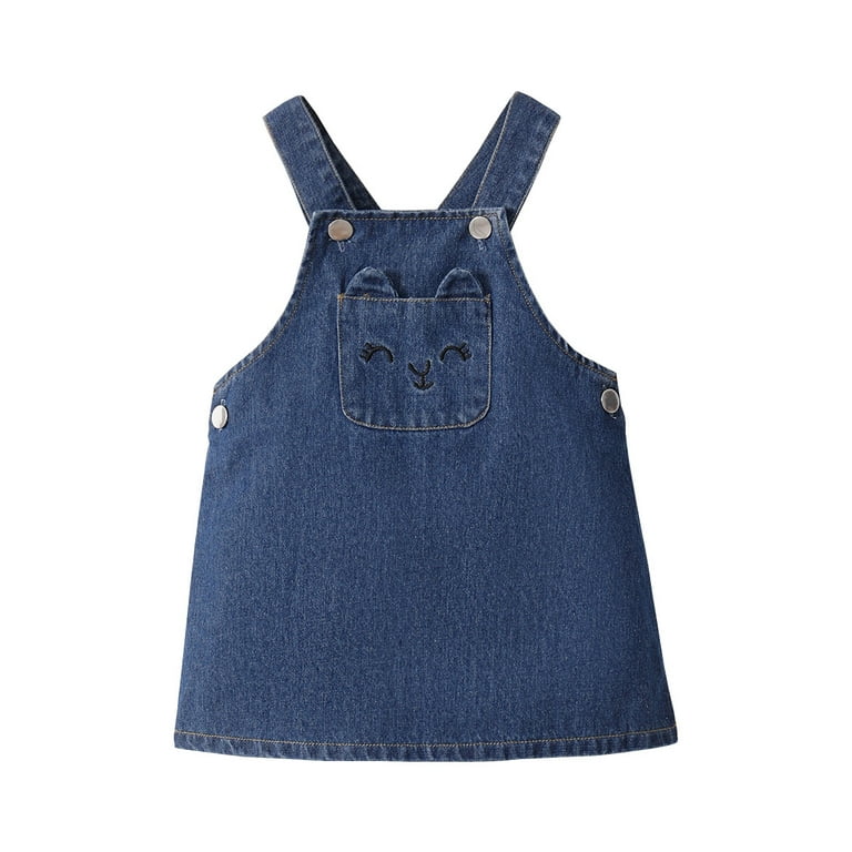 Infant Baby Girls Dress Lovely Dress Sleeveless Dress Pocket Denim Overall Dress  Blue 6-9 Months 