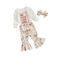 thumbnail image 1 of Infant Baby Girls Easter 3Pcs Outfit Letter Print Long Sleeve Romper with Flare Pants and Bow Headband Set, 1 of 8