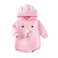 thumbnail image 1 of Infant Baby Girls Easter Hooded Romper Long Sleeve Bunny Print Casual Sweatshirt Hoodie Romper, 1 of 8