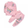 thumbnail image 1 of Infant Baby Girls Fall Winter Clothes Butterfly Print Sweatshirt Tops Shirt+Pocket Pants Trousers 2Pcs Outfits Set 6 Months- 9 Years, 1 of 5