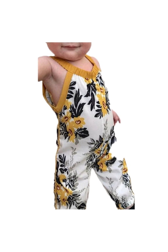 Infant Baby Girls Floral Sleeveless Summer Jumpsuit Romper Clothes Outfits Set