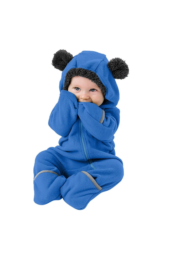 Infant Baby Girls Footed Jumpsuit Baby Boys Bodysuit Bear Clothes Hooded Romper Toddler Jacket Winter Suit