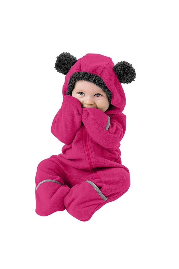 Infant Baby Girls Footed Jumpsuit Baby Boys Bodysuit Bear Clothes Hooded Romper Toddler Jacket Winter Suit