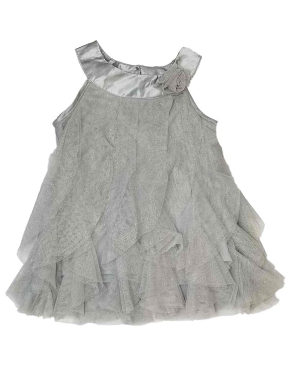Infant Baby Girls Grey Silver Sparkle Christmas Holiday Fancy Party Dress 24M