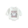 thumbnail image 1 of Infant Baby Girls Halloween Romper, Long Sleeve Crew Neck Letters Ghost Print Jumpsuit, 1 of 7