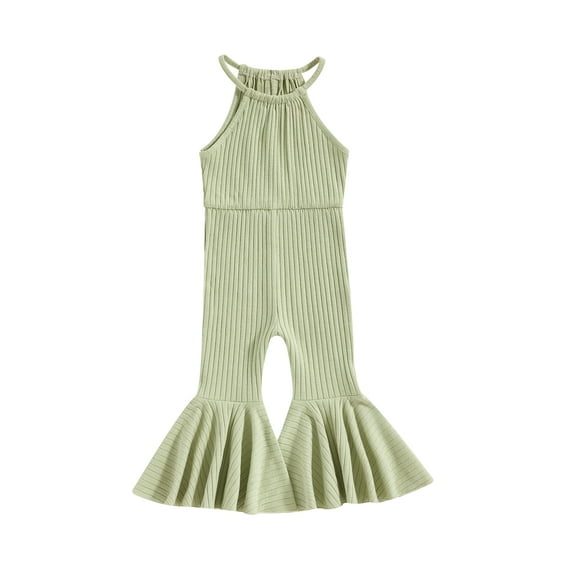 Infant Baby Girls Jumpsuit, Sleeveless Solid Summer Long Flare Pants for Party Casual