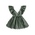 thumbnail image 1 of Infant Baby Girls Lace Romper Dress Sleeveless V Neck Elastic Waist Ruffle Bodysuit, 1 of 9
