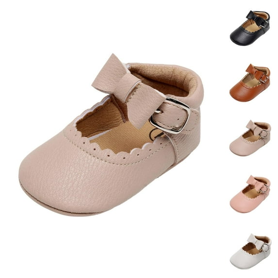 Baby Girls Mary Jane Flats Bow Non- Soft Sole Princess Toddler First Walkers Sneaker Wedding Dress Shoes Princess Shoes