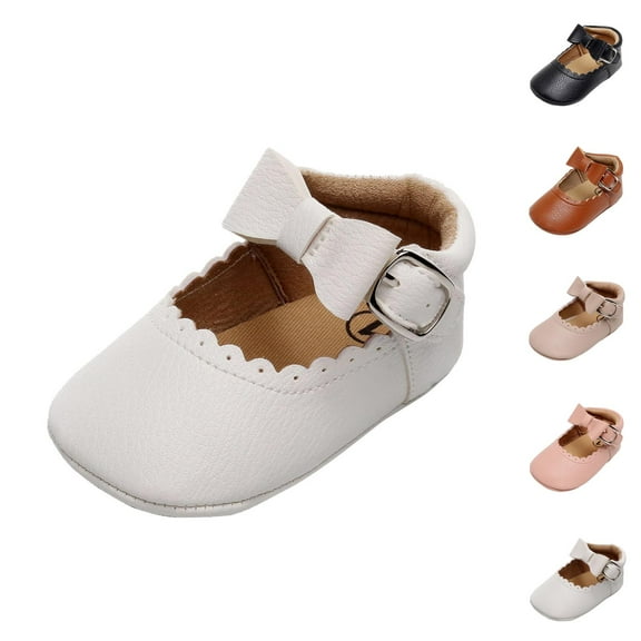 Baby Girls Mary Jane Flats Bow Non- Soft Sole Princess Toddler First Walkers Sneaker Wedding Dress Shoes Princess Shoes
