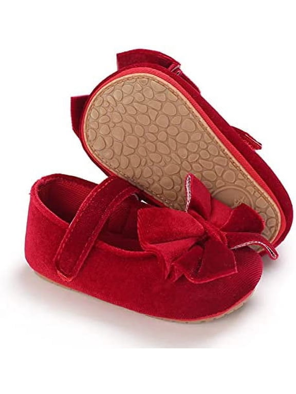 Infant Baby Girls Mary Jane Flats Non-Slip Rubber Sole Newborn Princess Dress Shoes Toddler First Walkers Sneaker Shoes