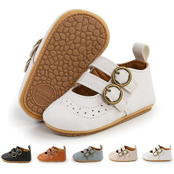 Infant Baby Girls Mary Jane Flats Non-Slip Rubber Sole Newborn Princess Dress Shoes Toddler First Walkers Sneaker Shoes