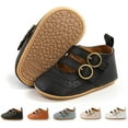 thumbnail image 1 of Infant Baby Girls Mary Jane Flats Non-Slip Rubber Sole Newborn Princess Dress Shoes Toddler First Walkers Sneaker Shoes, 1 of 6