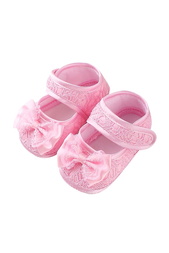 Infant Baby Girls Mary Jane Shoes Non-Slip Rubber Sole Ballet Princess Dress Wedding Shoes Newborn Crib Shoes First Walkers Shoes 0-15 Months