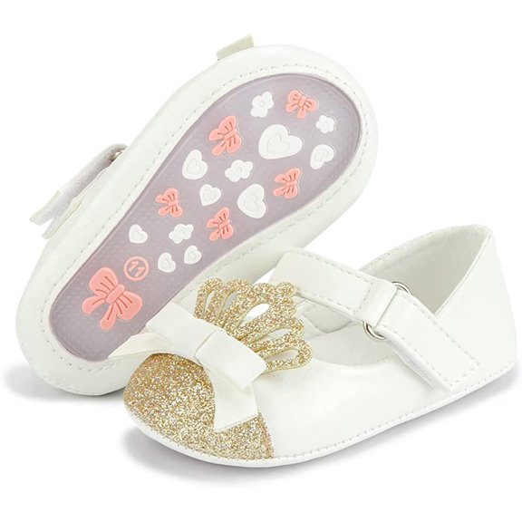 Infant Baby Girls Mary Jane Shoes Soft Sole Ballet Slippers Bow Princess Newborn Dress Wedding Flat Shoes