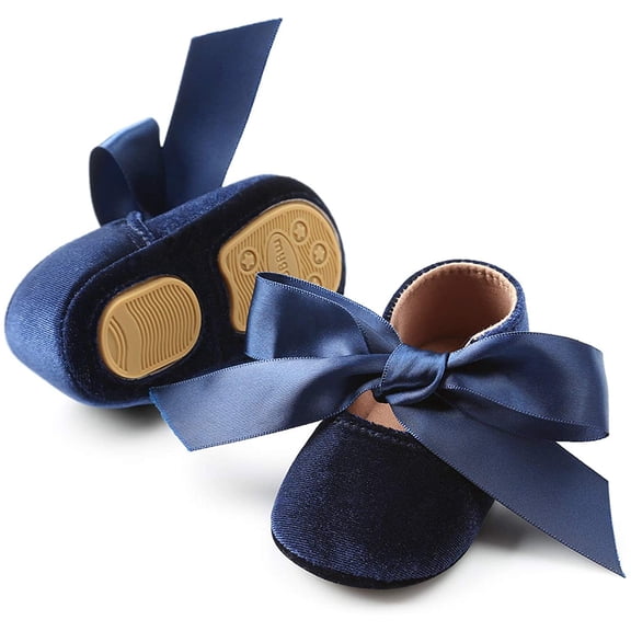 Infant Baby Girls Mary Jane Shoes Soft Sole Ballet Slippers Bow Princess Newborn Dress Wedding Flat Shoes