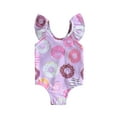 thumbnail image 1 of Infant Baby Girls One Piece Swimsuit Sleeveless Ruffle Cartoon Donut Print Bathing Suit Summer Beachwear 3-24M, 1 of 8