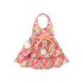 thumbnail image 1 of Infant Baby Girls Orange & Pink Plaid Ruffle & Daisy Halter Dress 18M, 1 of 1