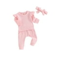 thumbnail image 1 of Infant Baby Girls Outfit, Long Sleeve Crew Neck Sweatshirt Sweatpants Headband Outfit, 1 of 7