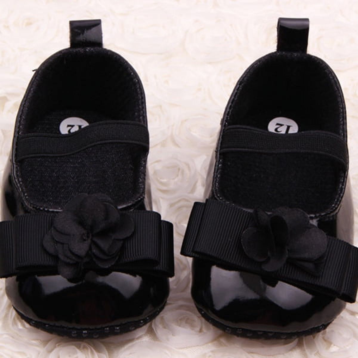 Infant Baby Girls PU Leather Princess Flower Crib Shoes Soft First Walkers - image 1 of 4
