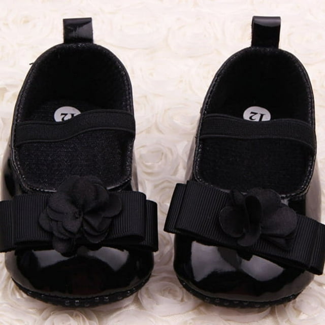 Infant Baby Girls PU Leather Princess Flower Crib Shoes Soft First Walkers