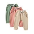 thumbnail image 1 of Infant Baby Girls Pants Set Solid Color Elastic Waist Soft Trousers Spring Casual Sweatpants Joggers, 1 of 8