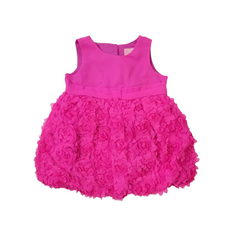Infant Baby Girls Pink Rose Christmas Holiday Party Dress Flower