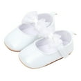 thumbnail image 1 of Infant Baby Girls Princess Wedding Dress Mary Jane Flats Toddler Soft Sole First Walker Sparkly Lightweight School Uniform Shoes (0-3 Months, White), 1 of 8