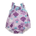 thumbnail image 1 of Infant Baby Girls Purple & Blue Fish Print Ruffled Cotton Romper Bodysuit 3M, 1 of 1