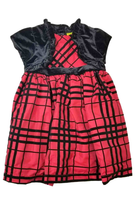 Infant Baby Girls Red Black Plaid Christmas Holiday Party Dress 12M