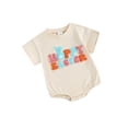thumbnail image 1 of Infant Baby Girls Romper, Easter Short Sleeve Crew Neck Embroidery Letters Jumpsuit, 1 of 8