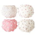 thumbnail image 1 of Infant Baby Girls Ruffle Diaper Cover Elastic Bloomer Toddler Girl's Cotton Shorts Toddler Underwear Pack of 4,Pink, 1 of 6