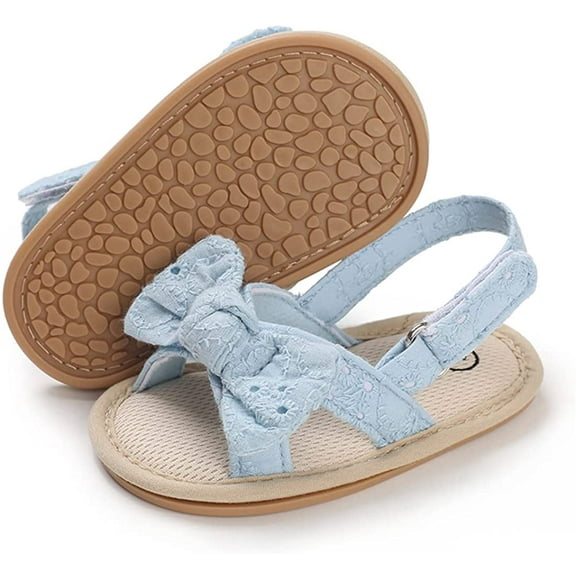 Infant Baby Girls Sandals Summer Crib PU Leather Bowknot Soft Anti-Slip Rubber Sole Toddler First Walkers Shoes