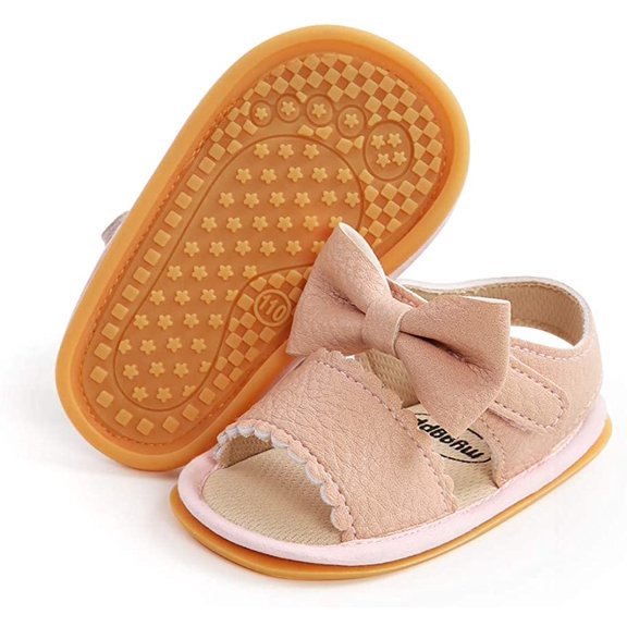 Infant Baby Girls Sandals Summer Crib PU Leather Bowknot Soft Anti-Slip Rubber Sole Toddler First Walkers Shoes
