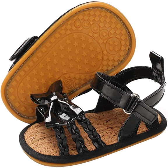 Infant Baby Girls Sandals Summer Crib PU Leather Bowknot Soft Anti-Slip Rubber Sole Toddler First Walkers Shoes