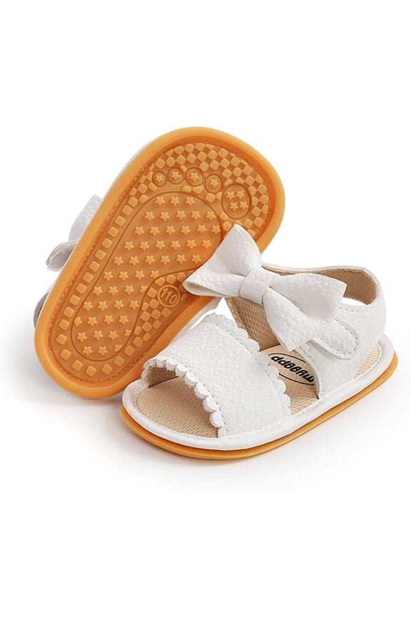 Infant Baby Girls Sandals Summer Crib PU Leather Bowknot Soft Anti-Slip Rubber Sole Toddler First Walkers Shoes