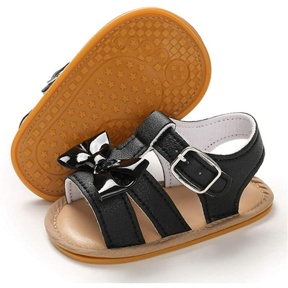 Infant Baby Girls Sandals Summer Crib PU Leather Bowknot Soft Anti-Slip Rubber Sole Toddler First Walkers Shoes