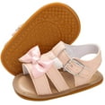 thumbnail image 1 of Infant Baby Girls Sandals Summer Crib PU Leather Bowknot Soft Anti-Slip Rubber Sole Toddler First Walkers Shoes, 1 of 6