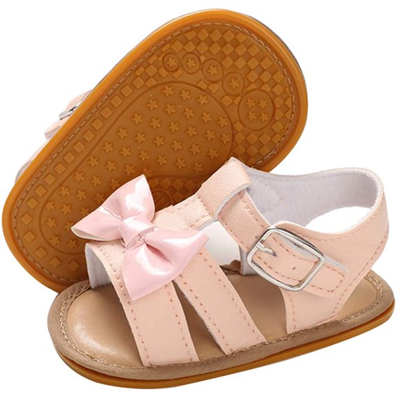 Infant Baby Girls Sandals Summer Crib PU Leather Bowknot Soft Anti-Slip Rubber Sole Toddler First Walkers Shoes