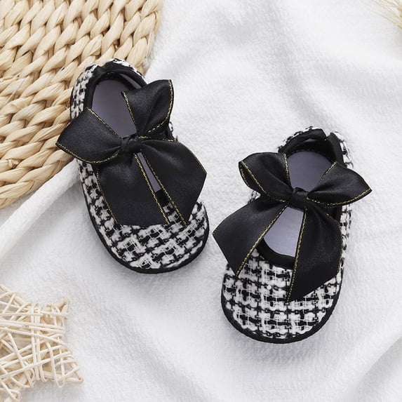 Infant Baby Girls Shoes Cotton Canvas Soft Sole Fashion Bow Toddler Slip On Newborn Crib Moccasins Casual Sneaker Girls Flat Lazy Loafers First Walkers Shoes for 0-18 Months