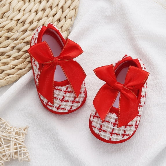 Infant Baby Girls Shoes Cotton Canvas Soft Sole Fashion Bow Toddler Slip On Newborn Crib Moccasins Casual Sneaker Girls Flat Lazy Loafers First Walkers Shoes for 0-18 Months