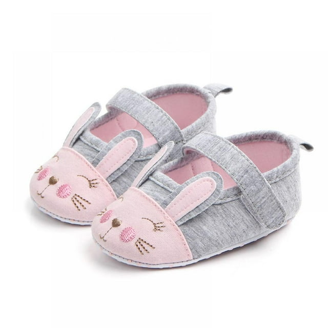 Infant Baby Girls Shoes Non-Slip Bowknot Princess Dress Mary Jane Flats Toddler First Walker Cute Rabbit Baby Sneaker Shoes 0-18M
