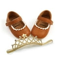thumbnail image 1 of Infant Baby Girls Shoes Non-Slip Princess Dress Mary Jane Flats with Hairband Toddler First Walker Baby Sneaker Shoes, 1 of 5