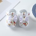 thumbnail image 1 of Infant Baby Girls Shoes Wedding Dress Shoes Bow Floral Princess Mary Jan Flats Toddler First Walkers Sneaker Newborn Crib Baptism Shoes for 0-18 Months, 1/3 Pairs, 1 of 7