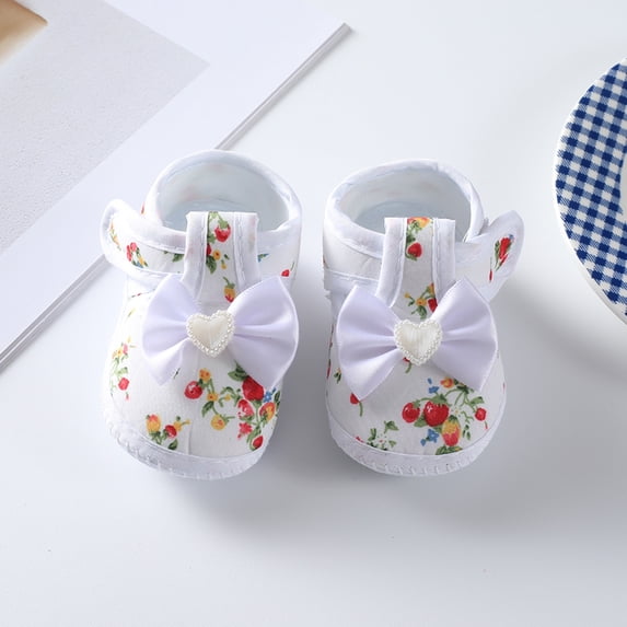 Infant Baby Girls Shoes Wedding Dress Shoes Bow Floral Princess Mary Jan Flats Toddler First Walkers Sneaker Newborn Crib Baptism Shoes for 0-18 Months, 1/3 Pairs